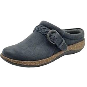 Aetrex Libby Charcoal Grey  Suede Mules Clogs, Size 8.5